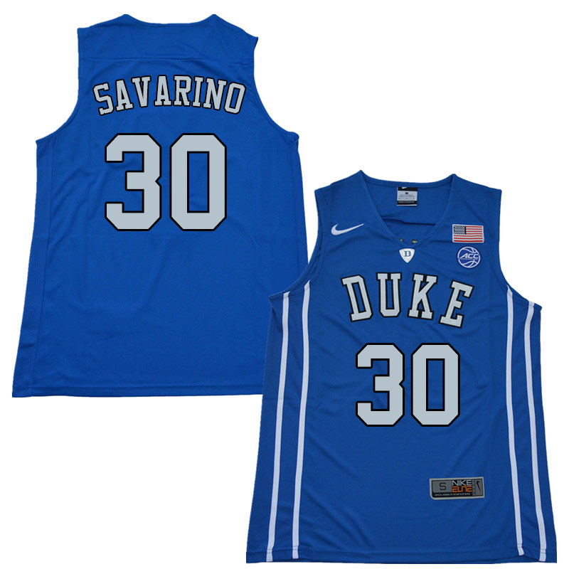 Men #30 Michael Savarino Duke Blue Devils College Basketball Jerseys Sale-Blue